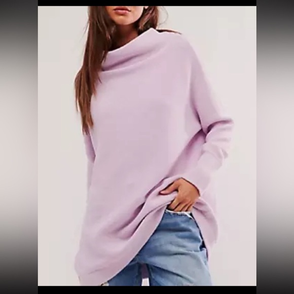 NWOT FREE PEOPLE FROST LAVENDER OTTOMAN SLOUCHY TUNIC SWEATER  SZ S - Picture 1 of 13